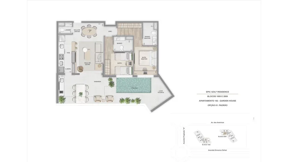 Planta 3: Epic Golf Residence, apartamento de alto padrão na Barra da Tijuca, Rio de Janeiro