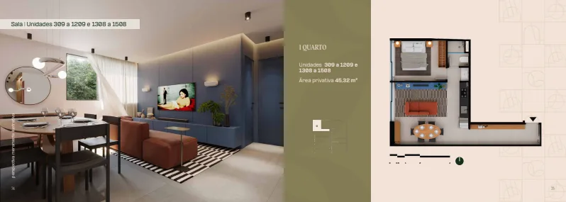 Planta 14: Oriá Residencial Glória, studio de alto padrão na Glória, Rio de Janeiro