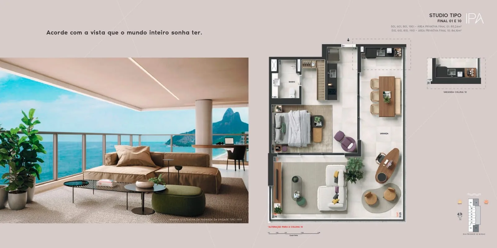 Planta 5: Ipa Studios , studio de alto padrão em Ipanema, Rio de Janeiro