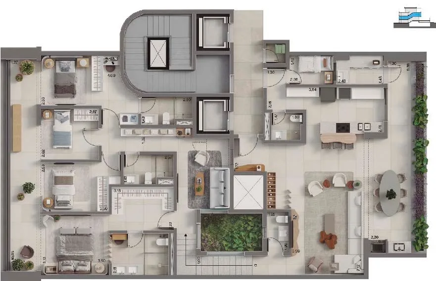 Planta 4: Insigna Península, apartamento de alto padrão na Barra da Tijuca, Rio de Janeiro