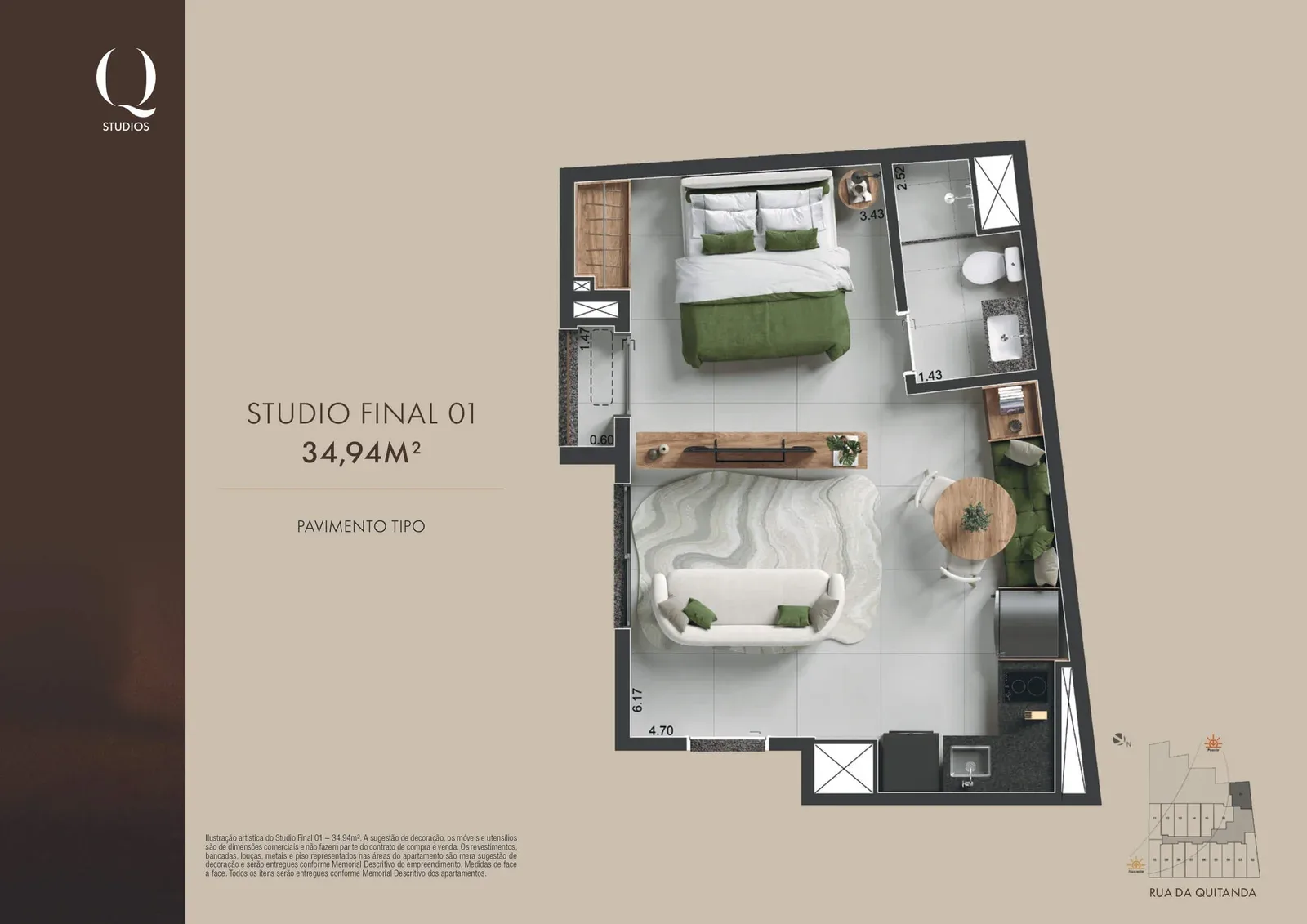 Planta 11: Q Studios Rua da Quitanda, 23, studio de alto padrão no Centro, Rio de Janeiro