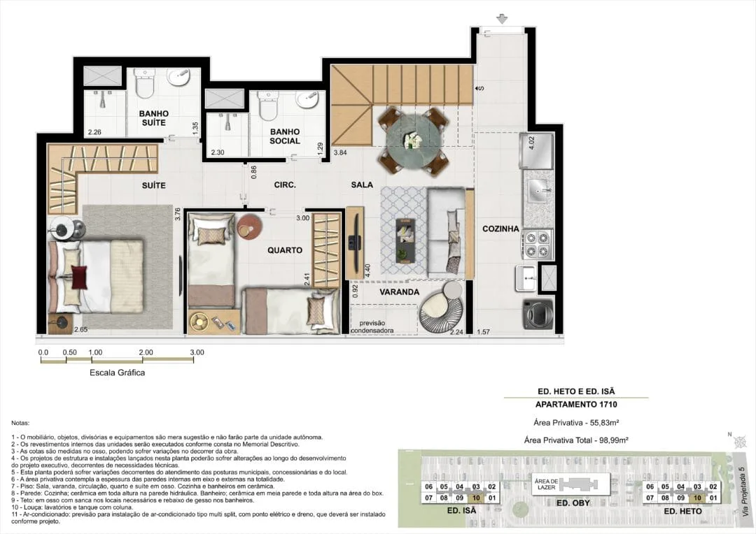 Planta 11: Etehe Residencial, apartamento de alto padrão na Barra da Tijuca, Rio de Janeiro
