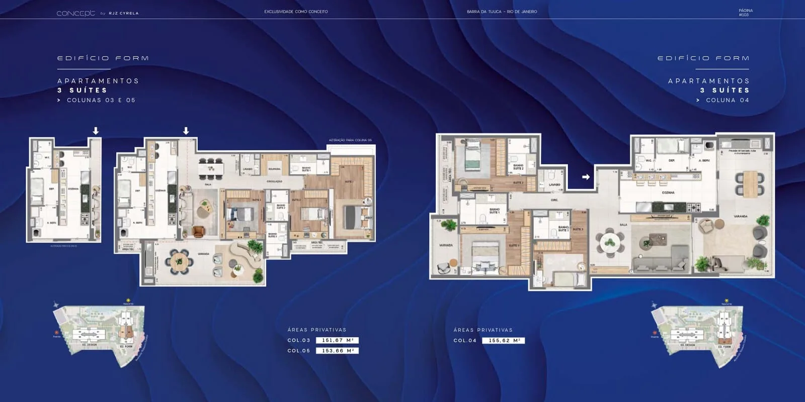 Planta 3: Concept RJZ Cyrela, apartamento de alto padrão na Barra da Tijuca, Rio de Janeiro