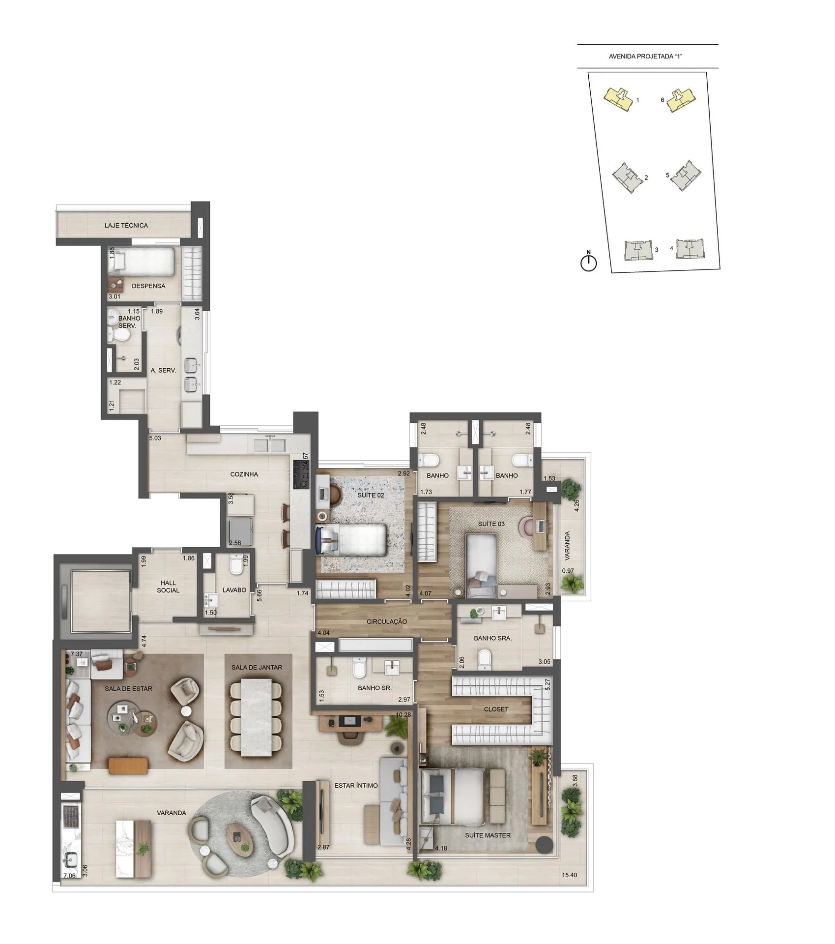 Planta 10: Oceana Golf Residence, apartamento de alto padrão na Barra da Tijuca, Rio de Janeiro