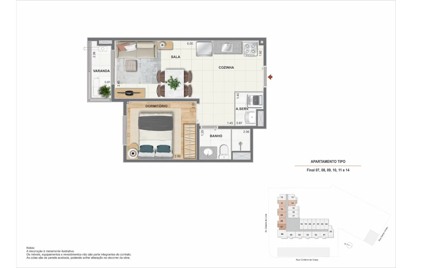 Planta 1: Arcos do Porto Residencial, studio de alto padrão no Centro, Rio de Janeiro