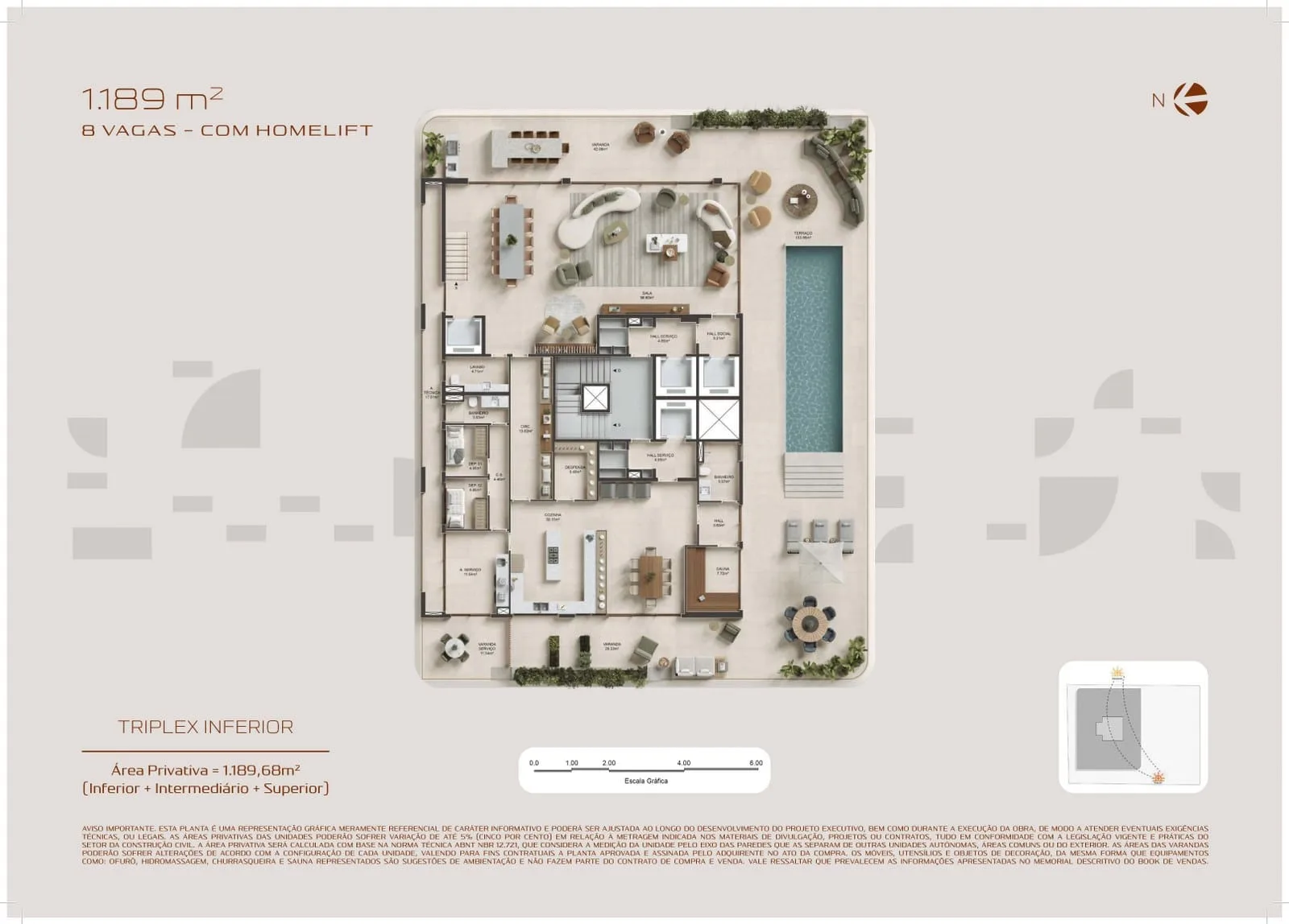 Planta 14: Atto Pininfarina Barra, apartamento de alto padrão na Barra da Tijuca, Rio de Janeiro