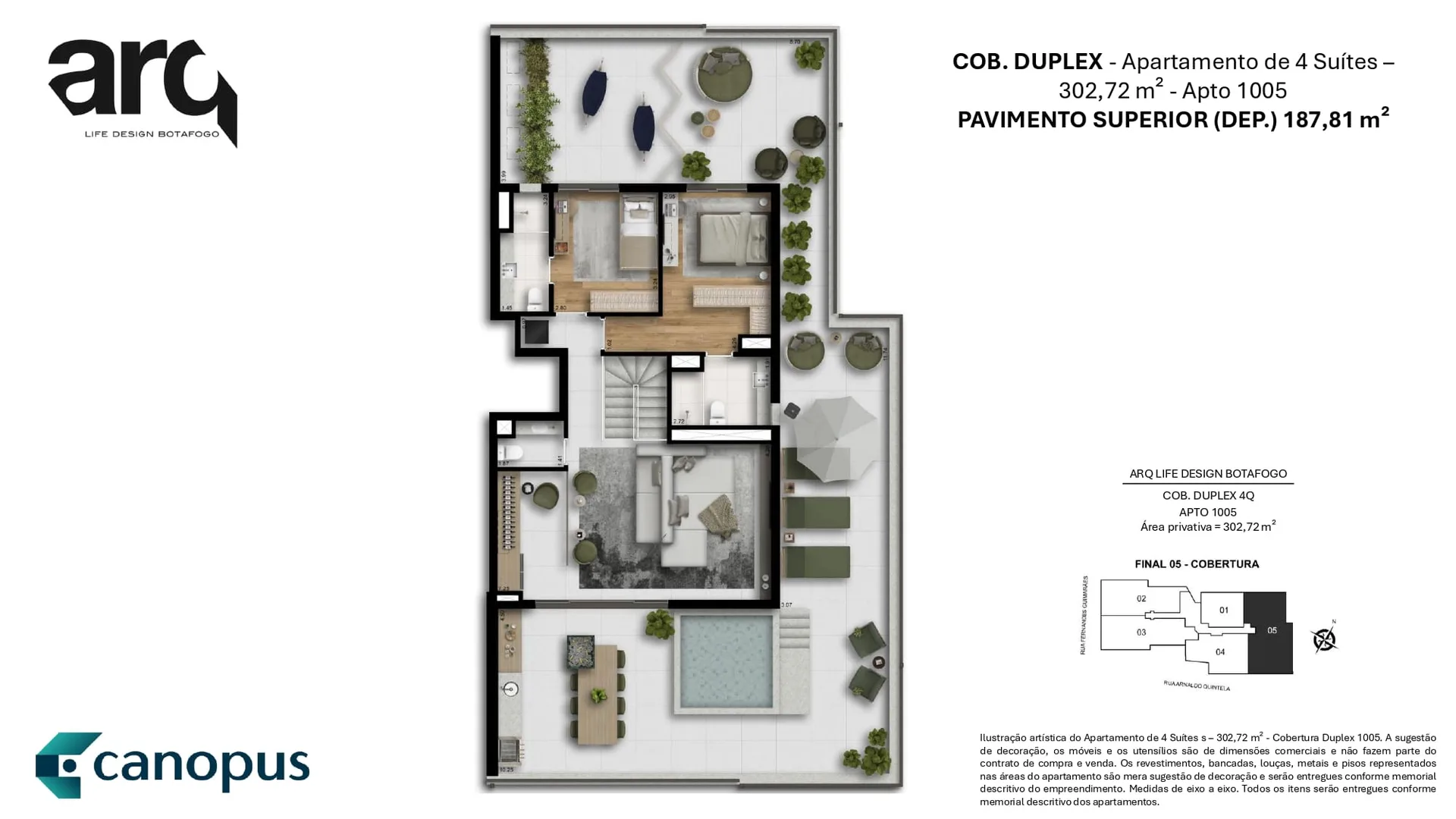 Planta 16: Arq Life Design Botafogo, apartamento de alto padrão em Botafogo, Rio de Janeiro