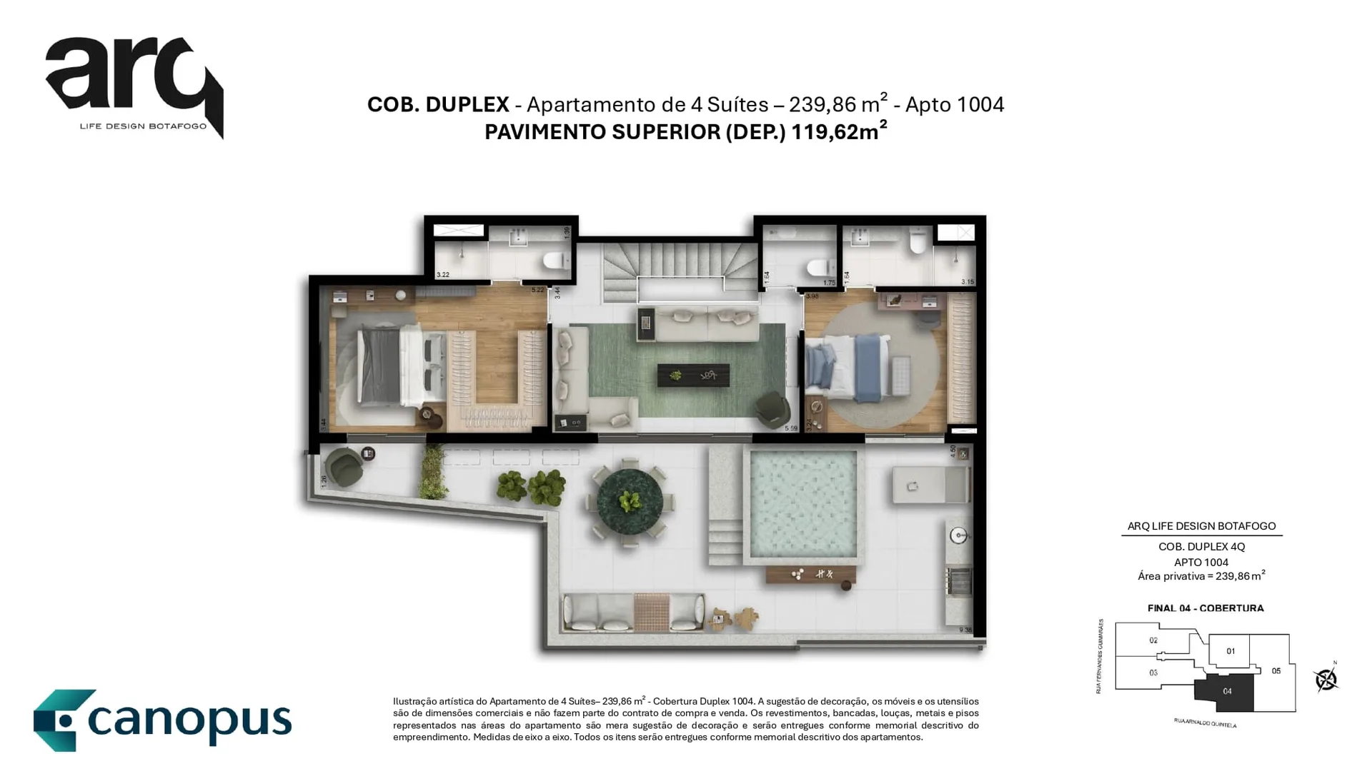 Planta 14: Arq Life Design Botafogo, apartamento de alto padrão em Botafogo, Rio de Janeiro