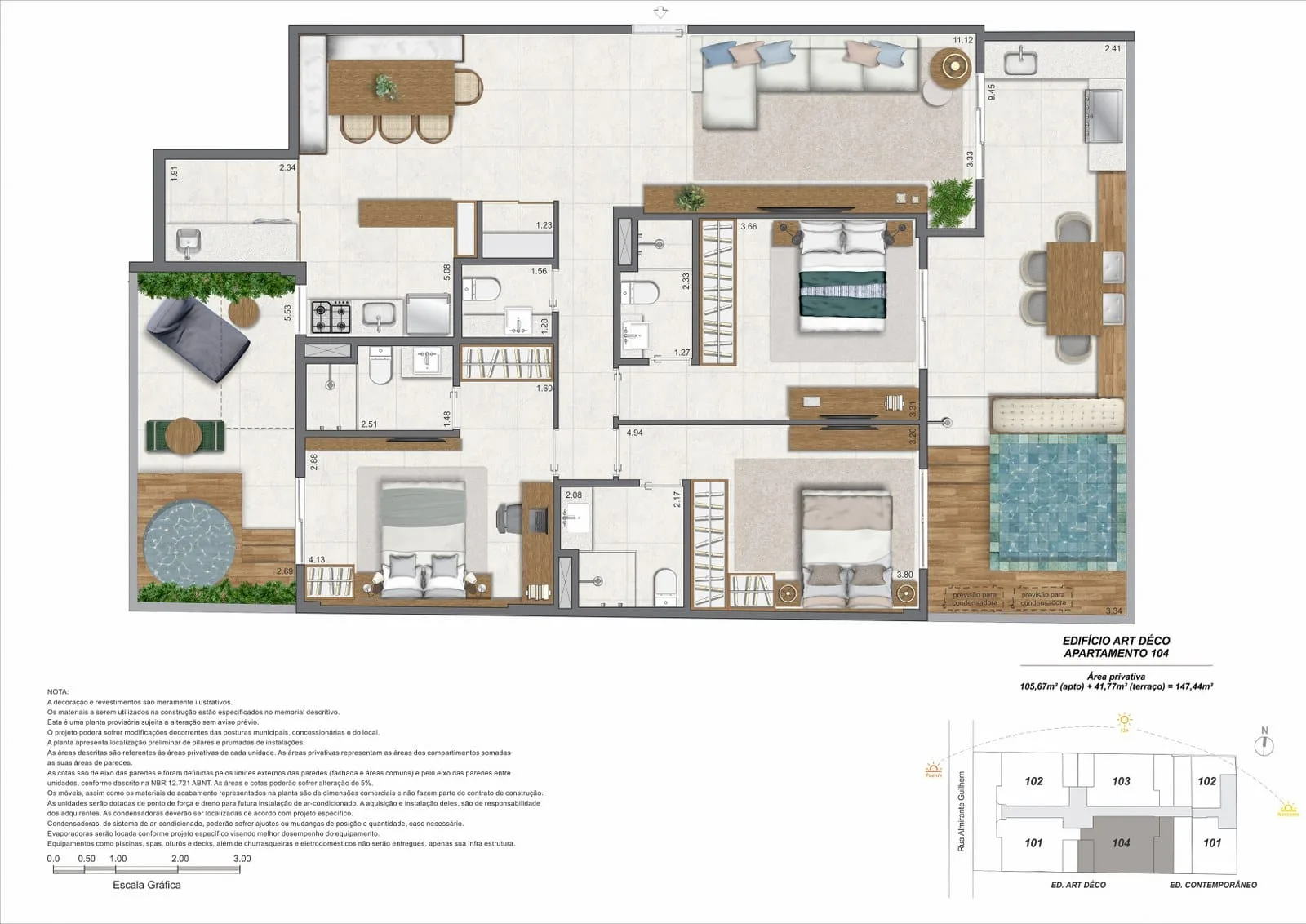 Planta 4: Paradís Mozak, apartamento de alto padrão no Leblon, Rio de Janeiro