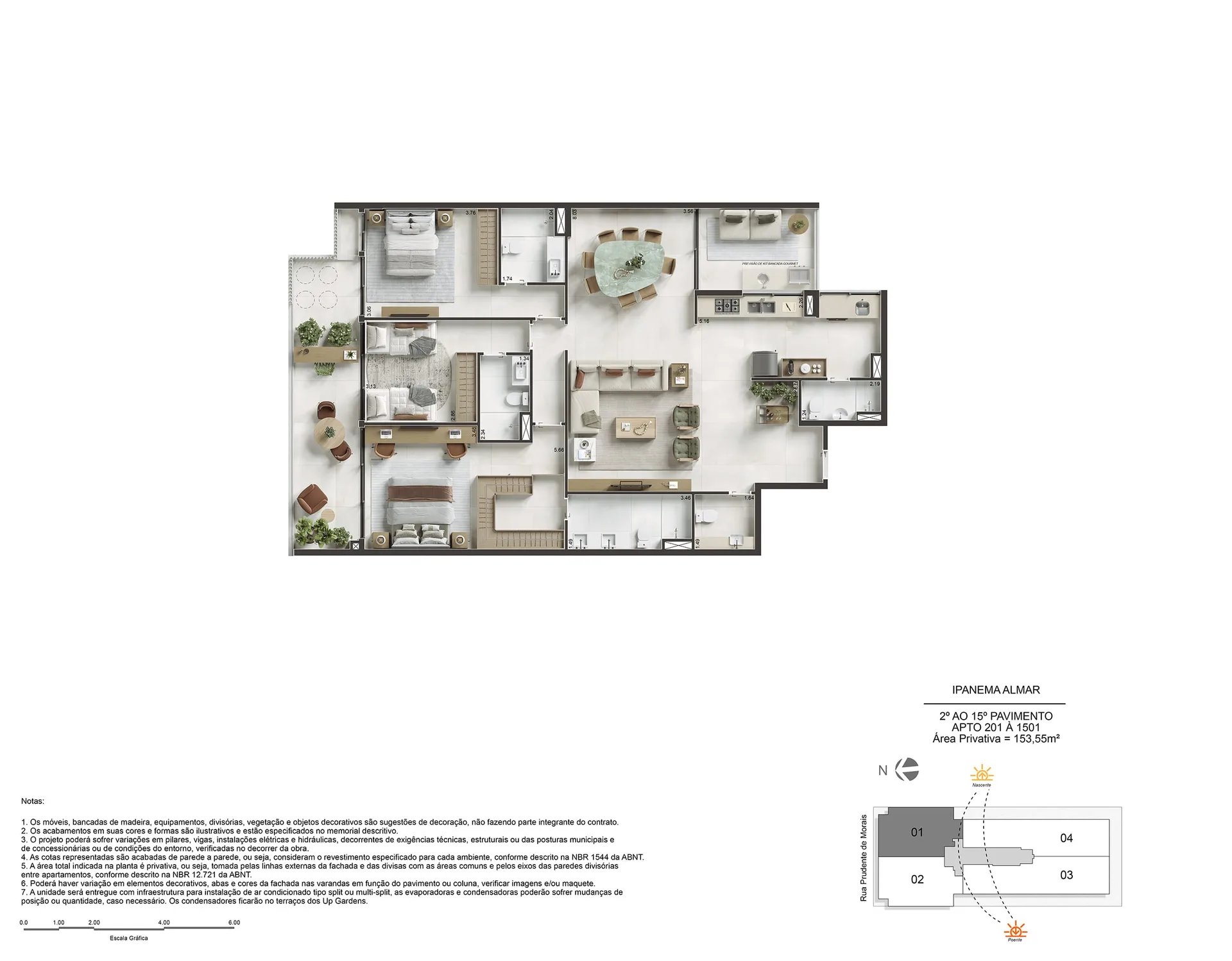 Planta 1: Ipanema Almar, apartamento de alto padrão em Ipanema, Rio de Janeiro