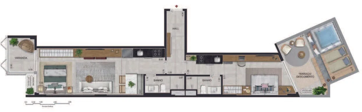 Planta 3: OUI Ipanema Studios, studio de alto padrão em Ipanema, Rio de Janeiro