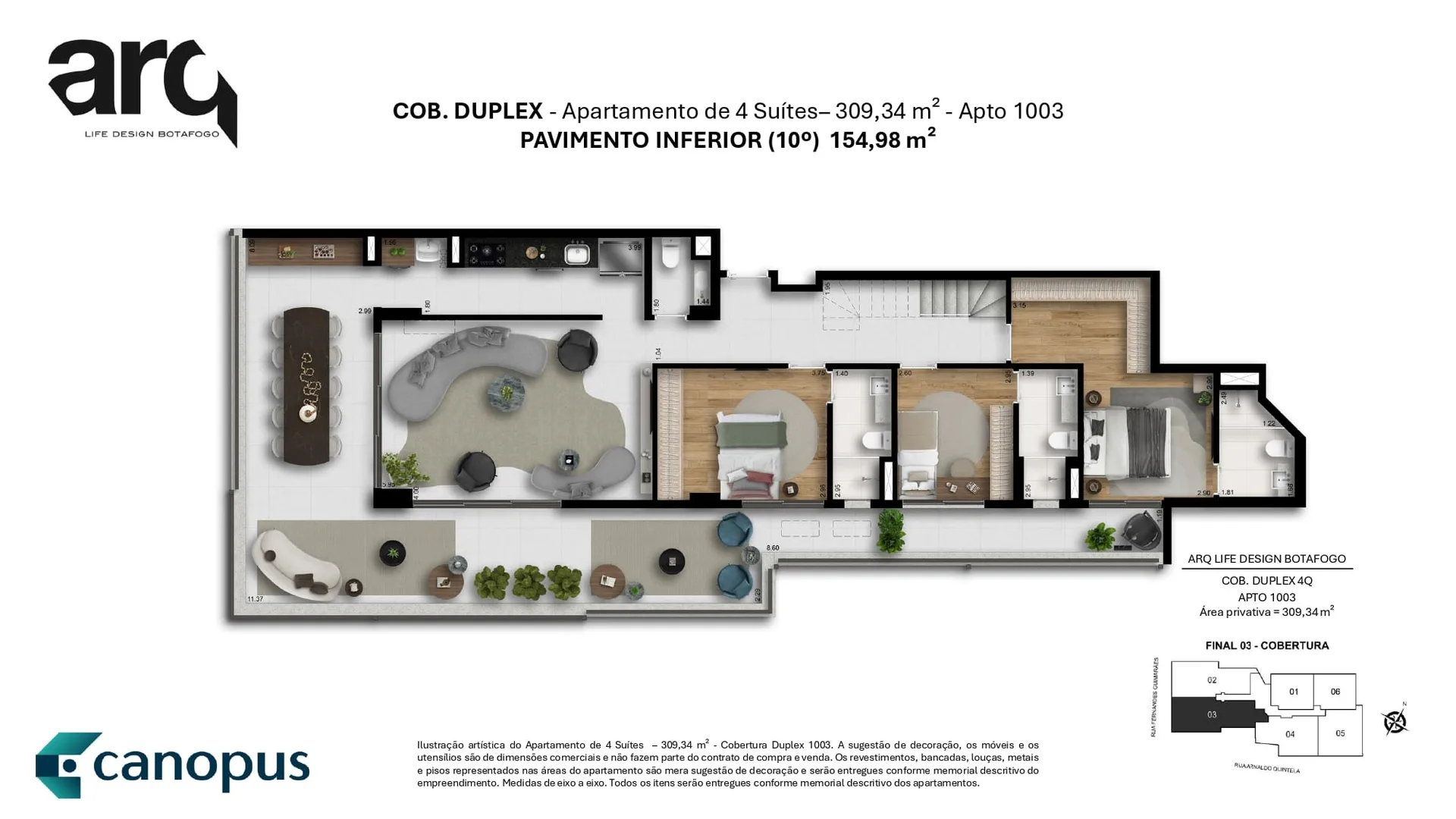 Planta 11: Arq Life Design Botafogo, apartamento de alto padrão em Botafogo, Rio de Janeiro