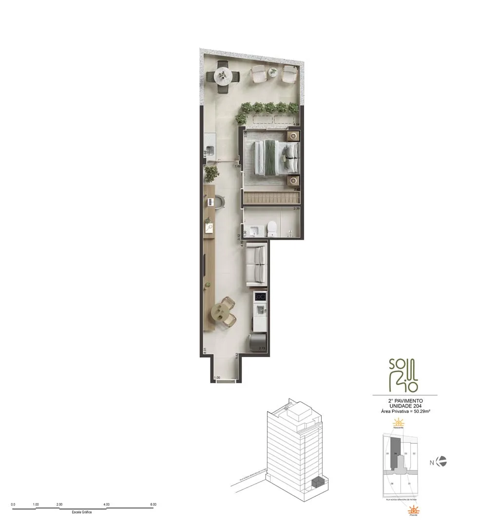 Planta 8: Soul Rio Nossa Senhora de Fátima, studio de alto padrão no Centro, Rio de Janeiro