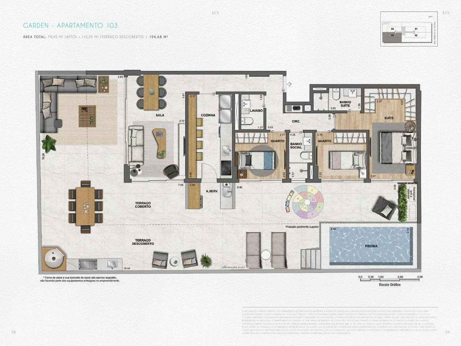 Planta 3: Nove Ipanema Mozak, apartamento de alto padrão em Ipanema, Rio de Janeiro