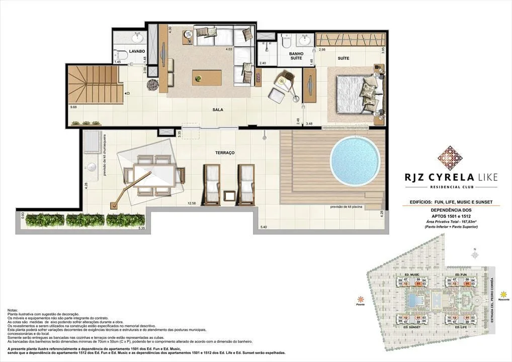 Planta 13: RJZ Cyrela Like, apartamento de alto padrão na Barra da Tijuca, Rio de Janeiro