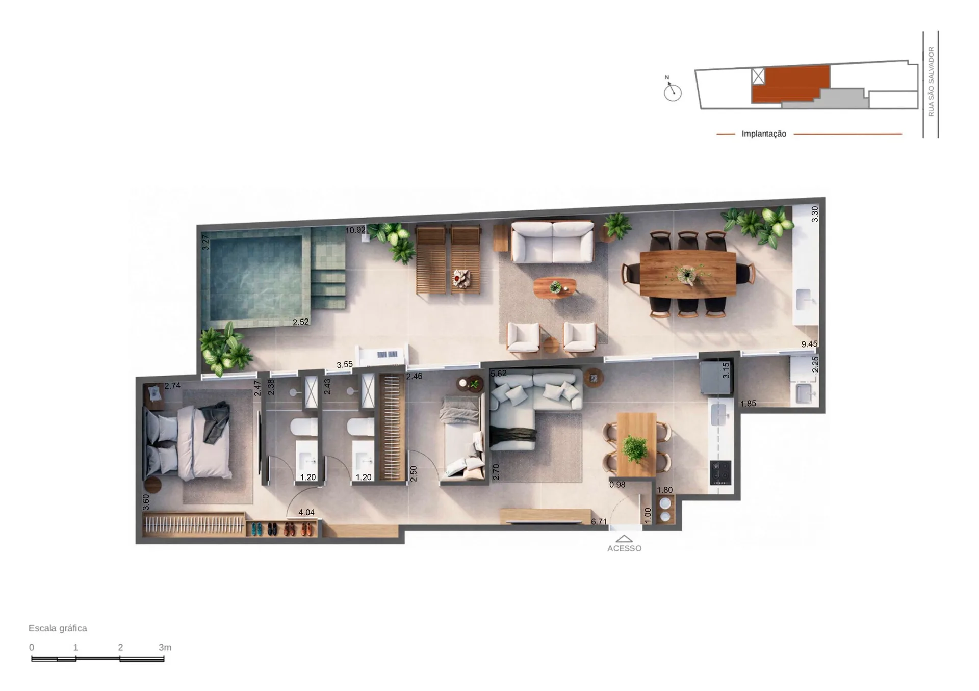 Planta 3: Sansa Living Flamengo, studio de alto padrão no Flamengo, Rio de Janeiro