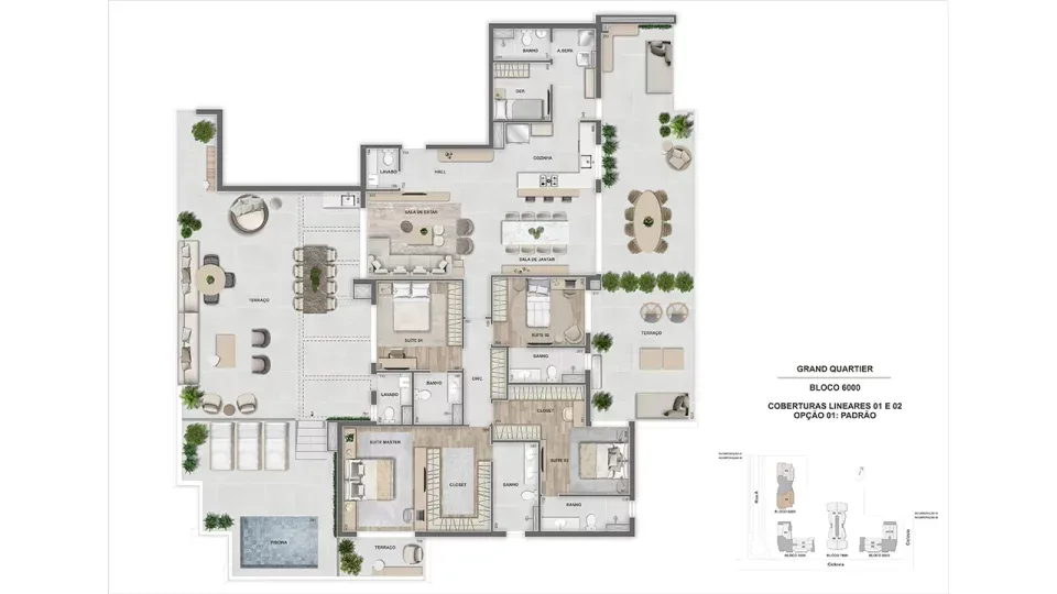 Planta 23: Grand Quartier, apartamento de alto padrão na Barra da Tijuca, Rio de Janeiro