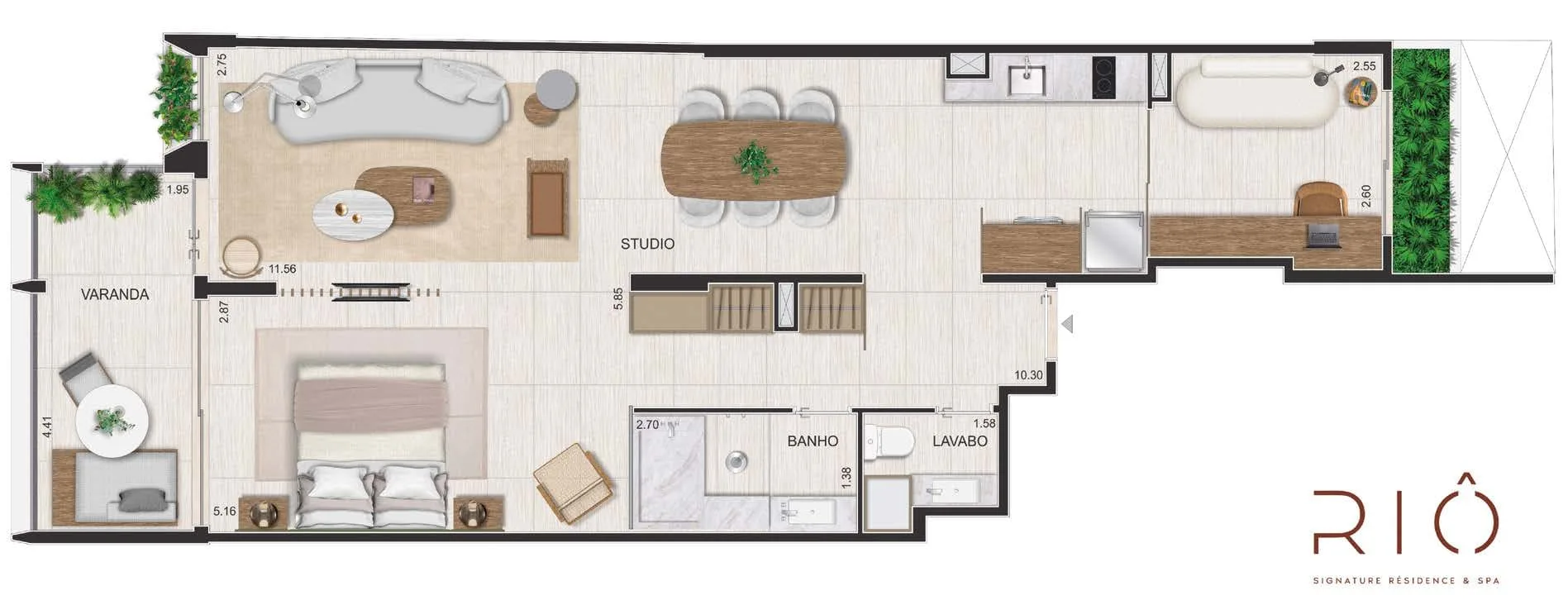 Planta 8: Riô Signature, studio de alto padrão em Ipanema, Rio de Janeiro