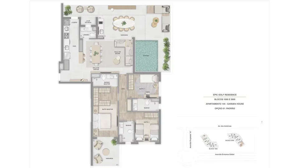 Planta 6: Epic Golf Residence, apartamento de alto padrão na Barra da Tijuca, Rio de Janeiro