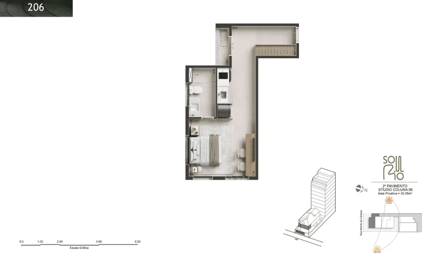Planta 13: Soul Rio Ipanema, studio de alto padrão em Ipanema, Rio de Janeiro