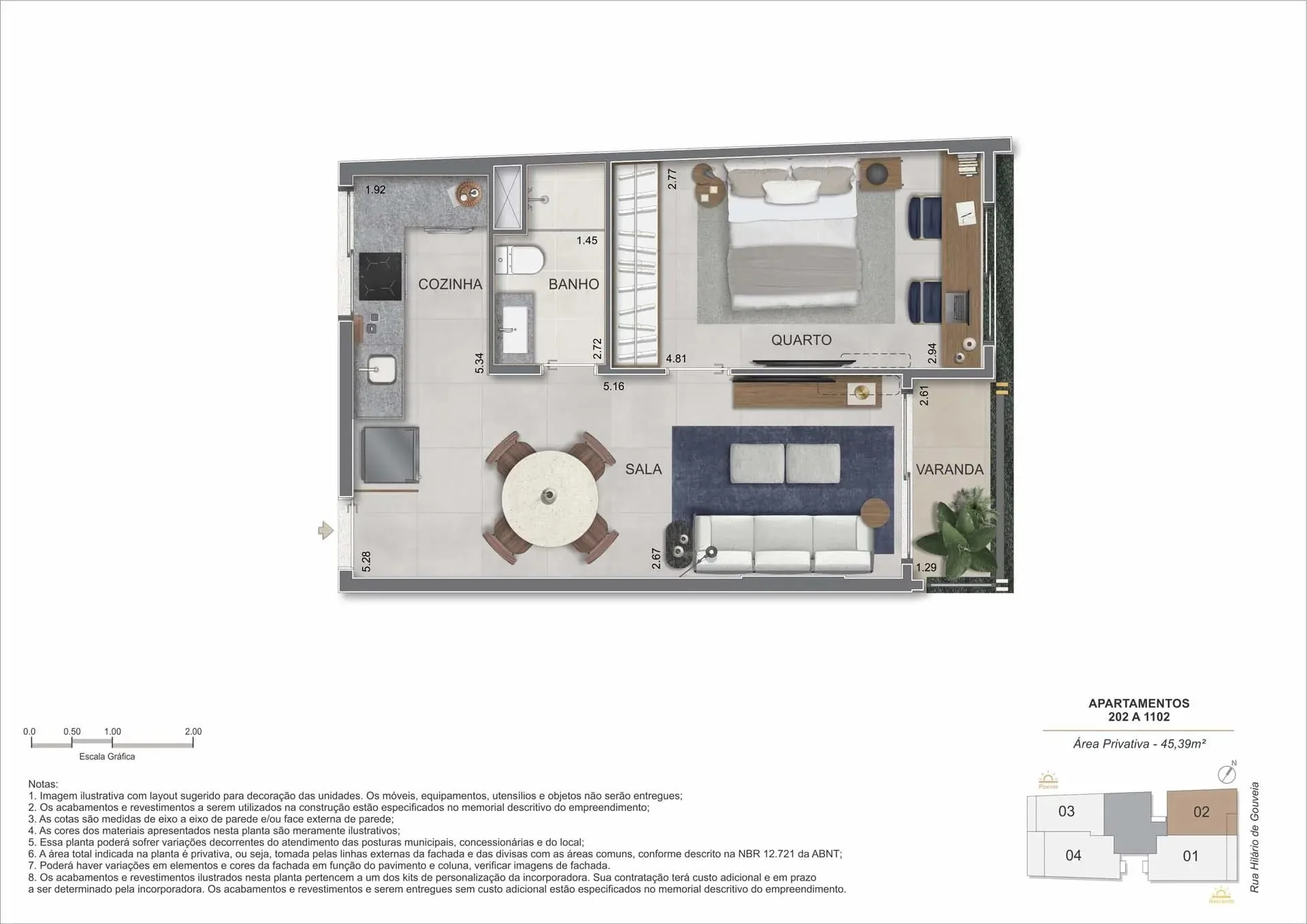 Planta 2: Nook Copacabana, studio de alto padrão em Copacabana, Rio de Janeiro