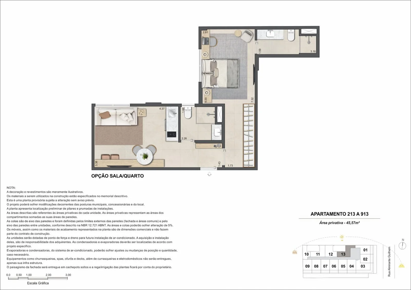 Planta 7: Guilhem Mozak, apartamento de alto padrão no Leblon, Rio de Janeiro