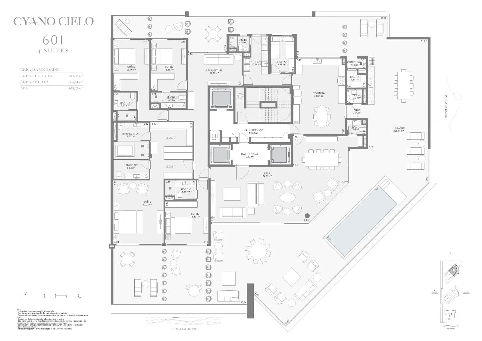 Planta 12: Cyano Exclusive Residences, apartamento de alto padrão na Barra da Tijuca, Rio de Janeiro