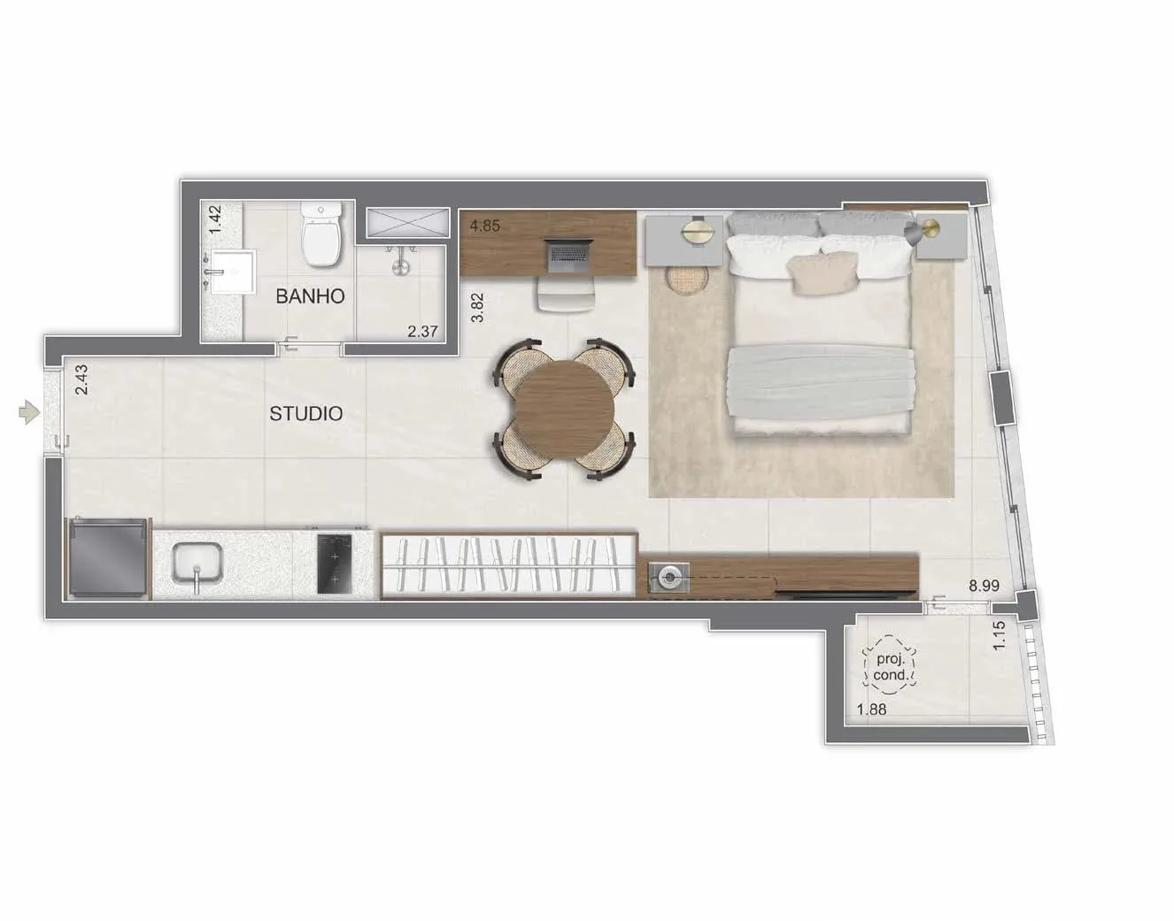 Planta 10: Lis Smart Living Copacabana, studio de alto padrão em Copacabana, Rio de Janeiro