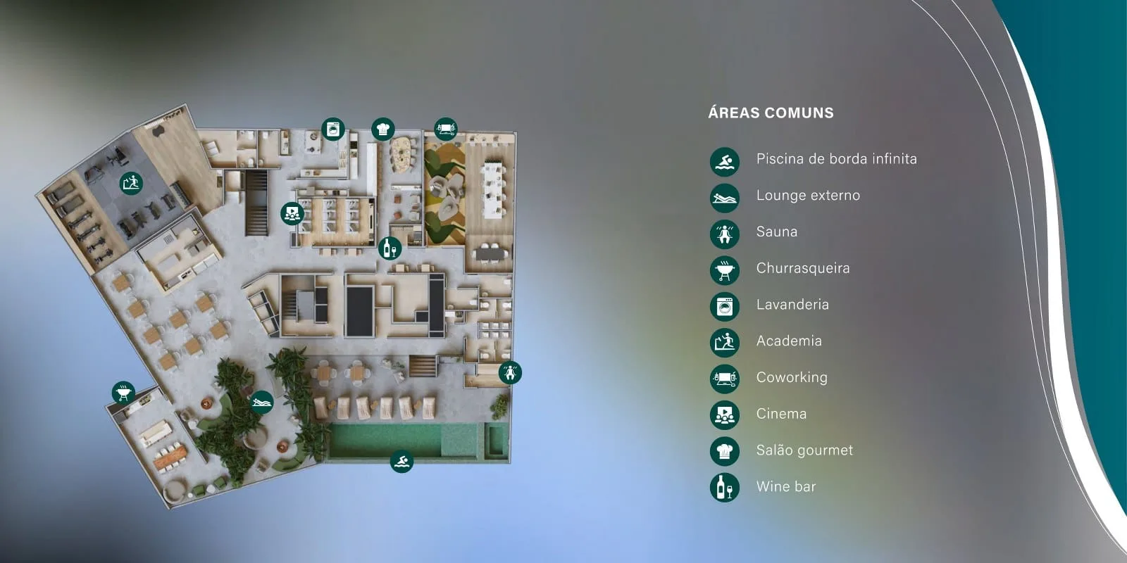 Planta 1: Glória Del Art Co Living, studio de alto padrão na Glória, Rio de Janeiro