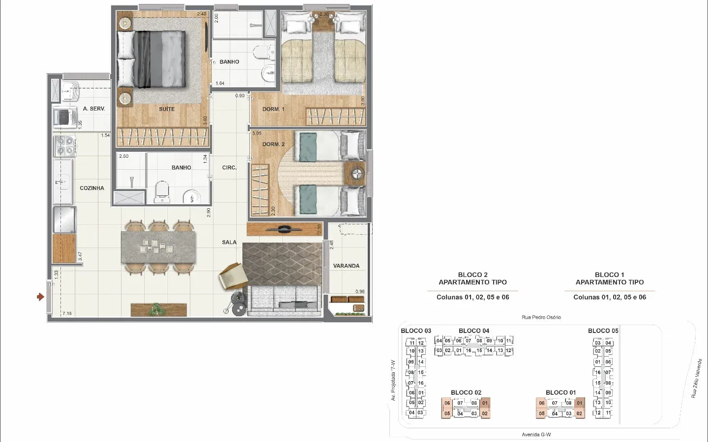 Planta 9: Orla Recreio Reserva, apartamento de alto padrão no Recreio dos Bandeirantes, Rio de Janeiro