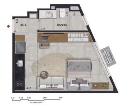 Planta 10: OUI Ipanema Studios, studio de alto padrão em Ipanema, Rio de Janeiro