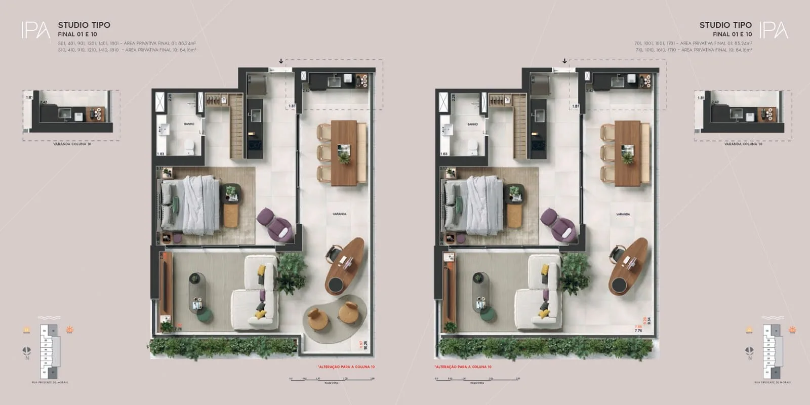 Planta 6: Ipa Studios , studio de alto padrão em Ipanema, Rio de Janeiro