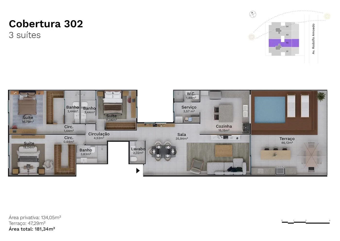 Planta 12: Haus Jardim Oceânico, apartamento de alto padrão na Barra da Tijuca, Rio de Janeiro