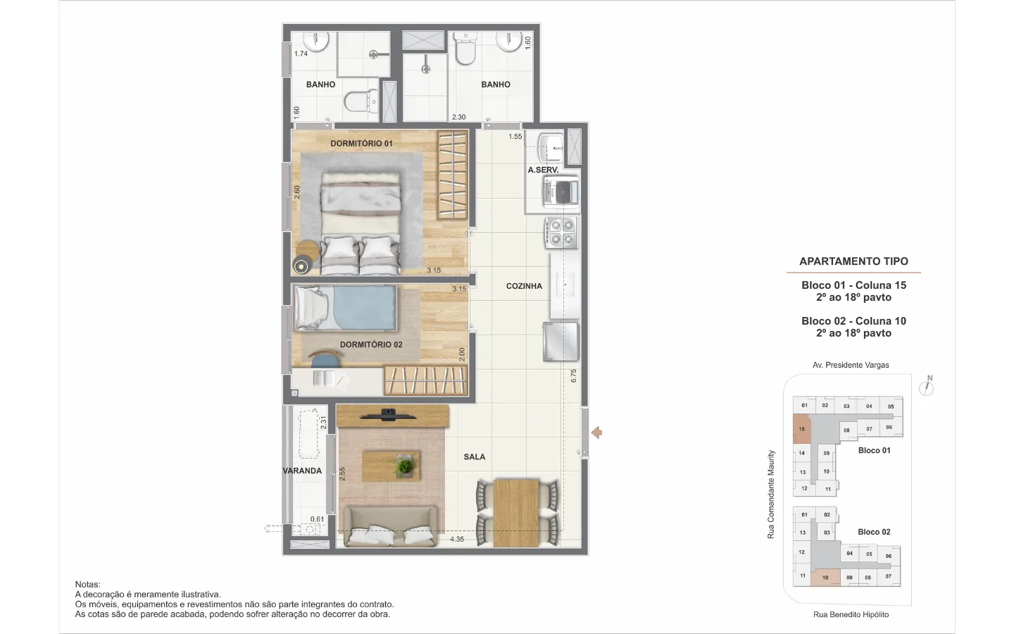 Planta 3: Saudosa Praça Onze Residencial, studio de alto padrão no Centro, Rio de Janeiro