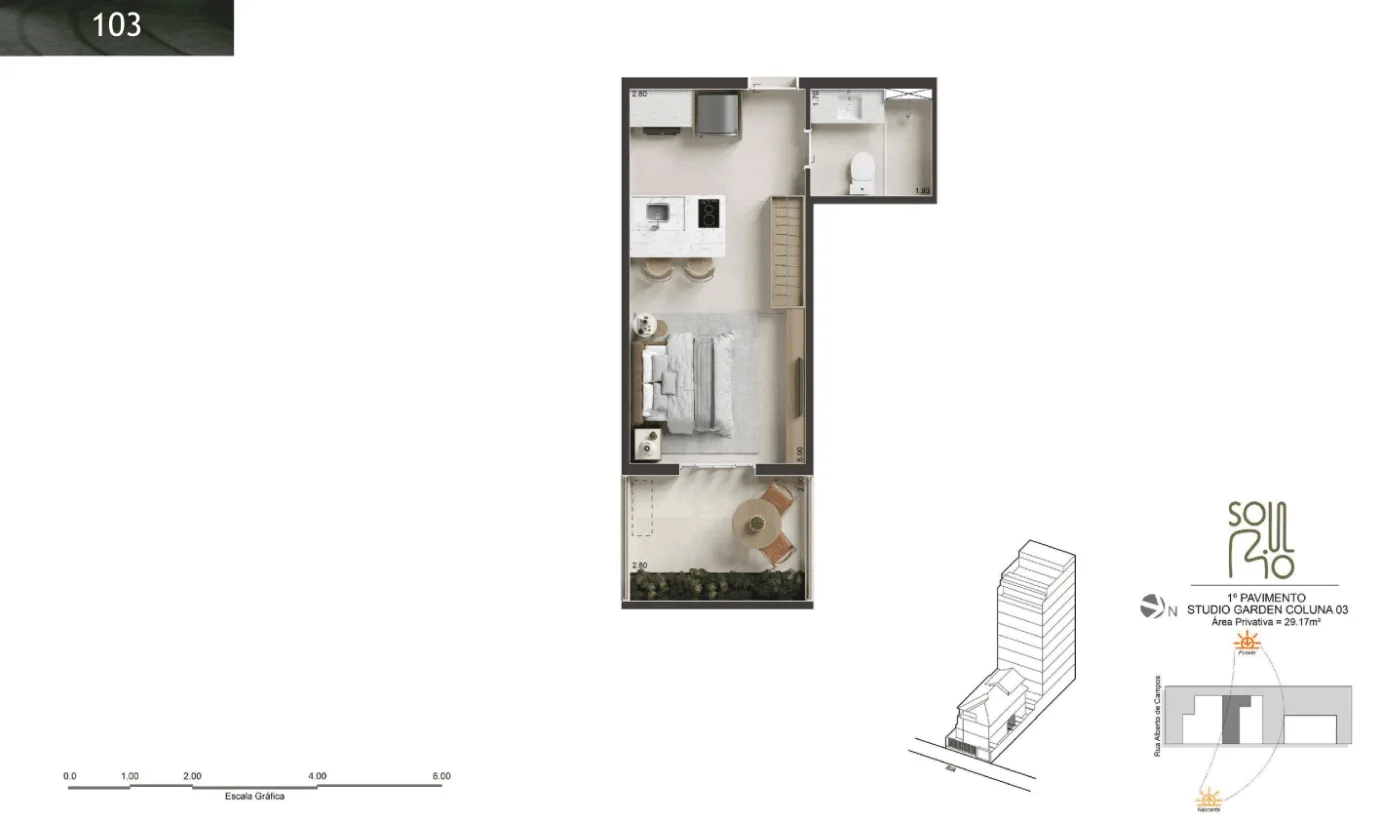 Planta 8: Soul Rio Ipanema, studio de alto padrão em Ipanema, Rio de Janeiro