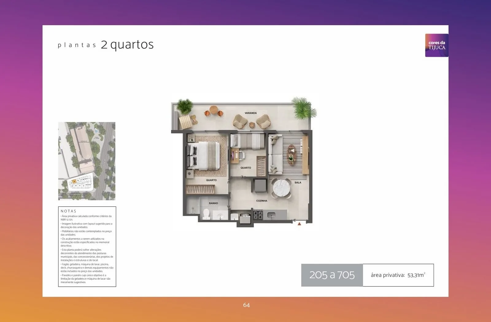 Planta 26: Cores da Tijuca, studio de alto padrão na Tijuca, Rio de Janeiro