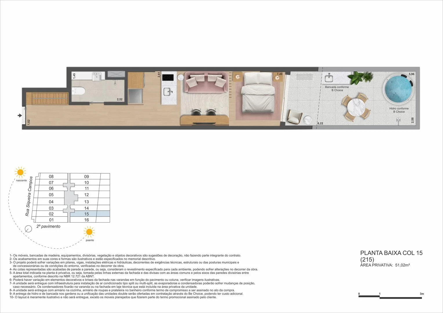 Planta 15: Ben in Rio Praia de Copacabana, studio de alto padrão em Copacabana, Rio de Janeiro
