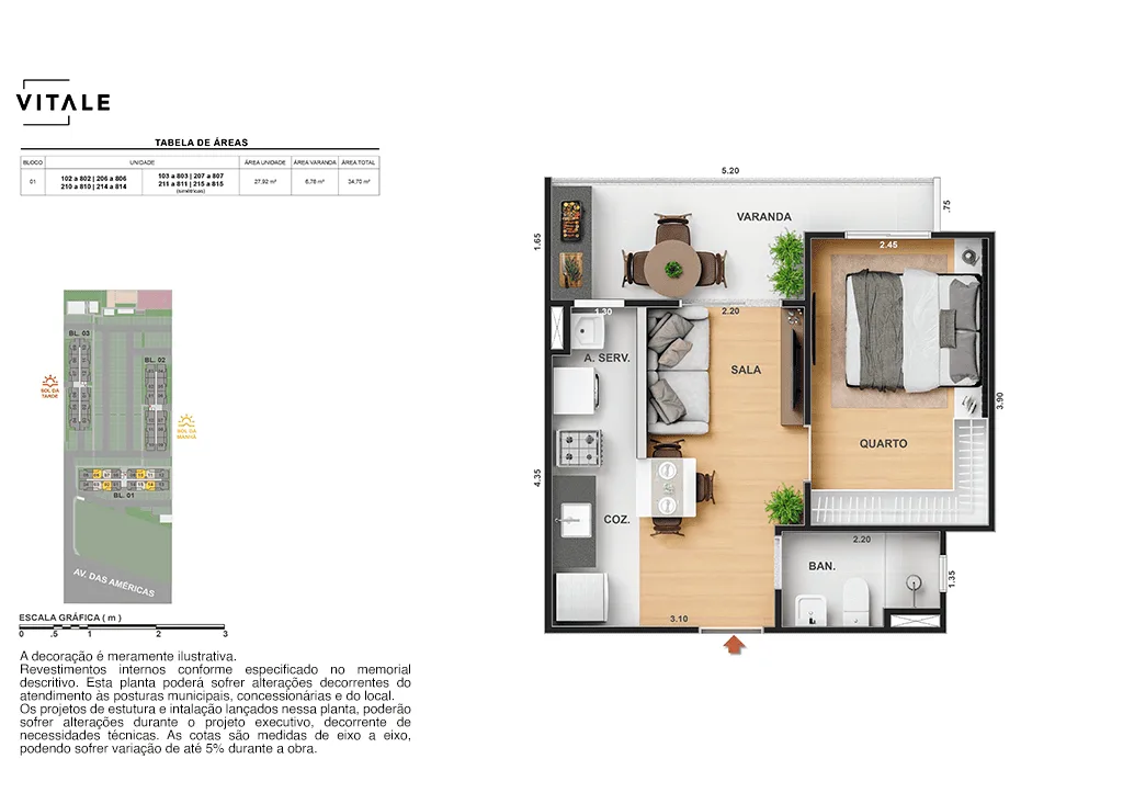 Planta 1: Tide Residencial, apartamento de alto padrão no Recreio dos Bandeirantes, Rio de Janeiro
