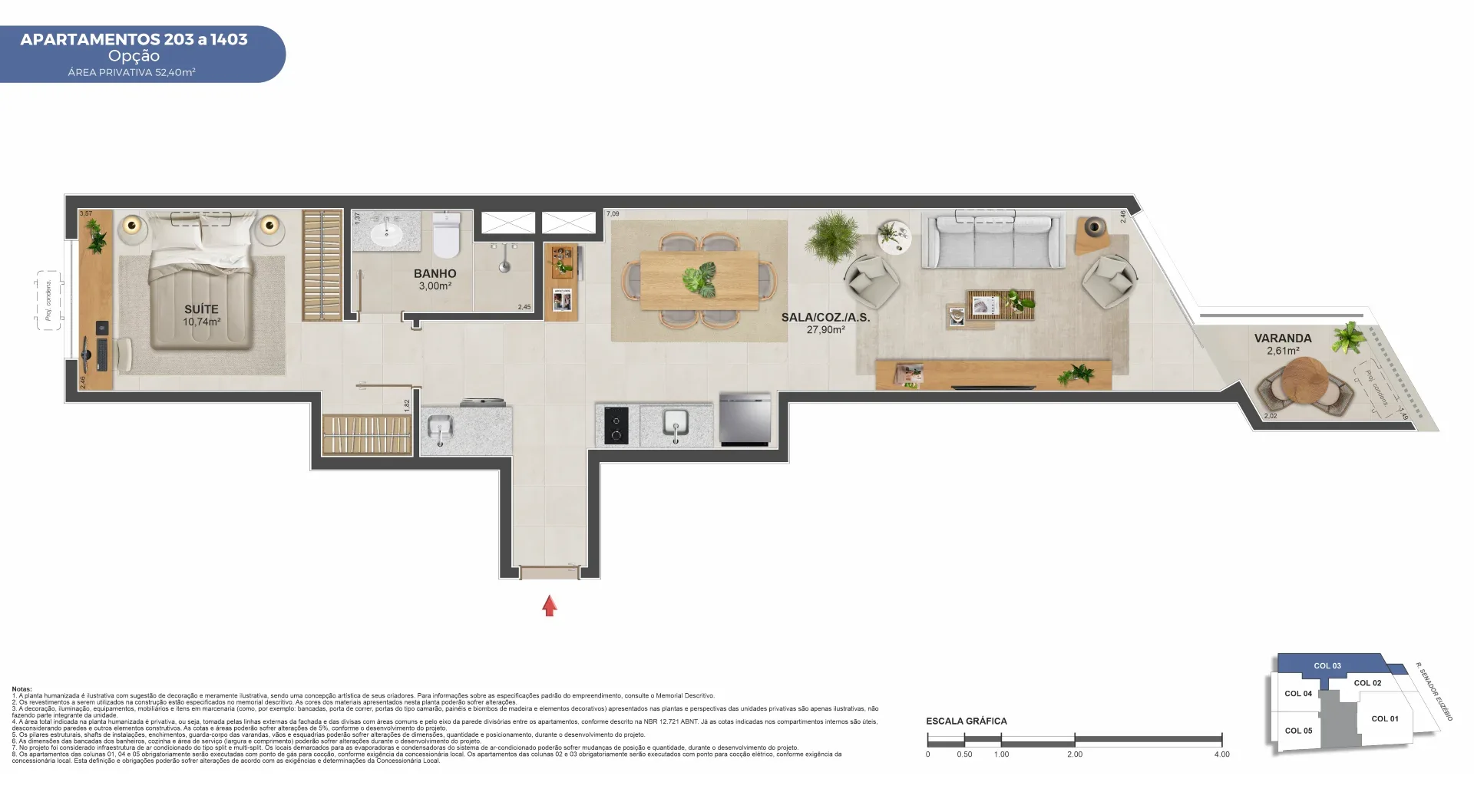 Planta 8: Euzébio Flamengo , studio de alto padrão no Flamengo, Rio de Janeiro