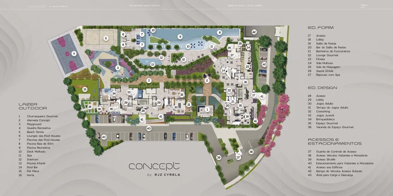 Planta 1: Concept RJZ Cyrela, apartamento de alto padrão na Barra da Tijuca, Rio de Janeiro
