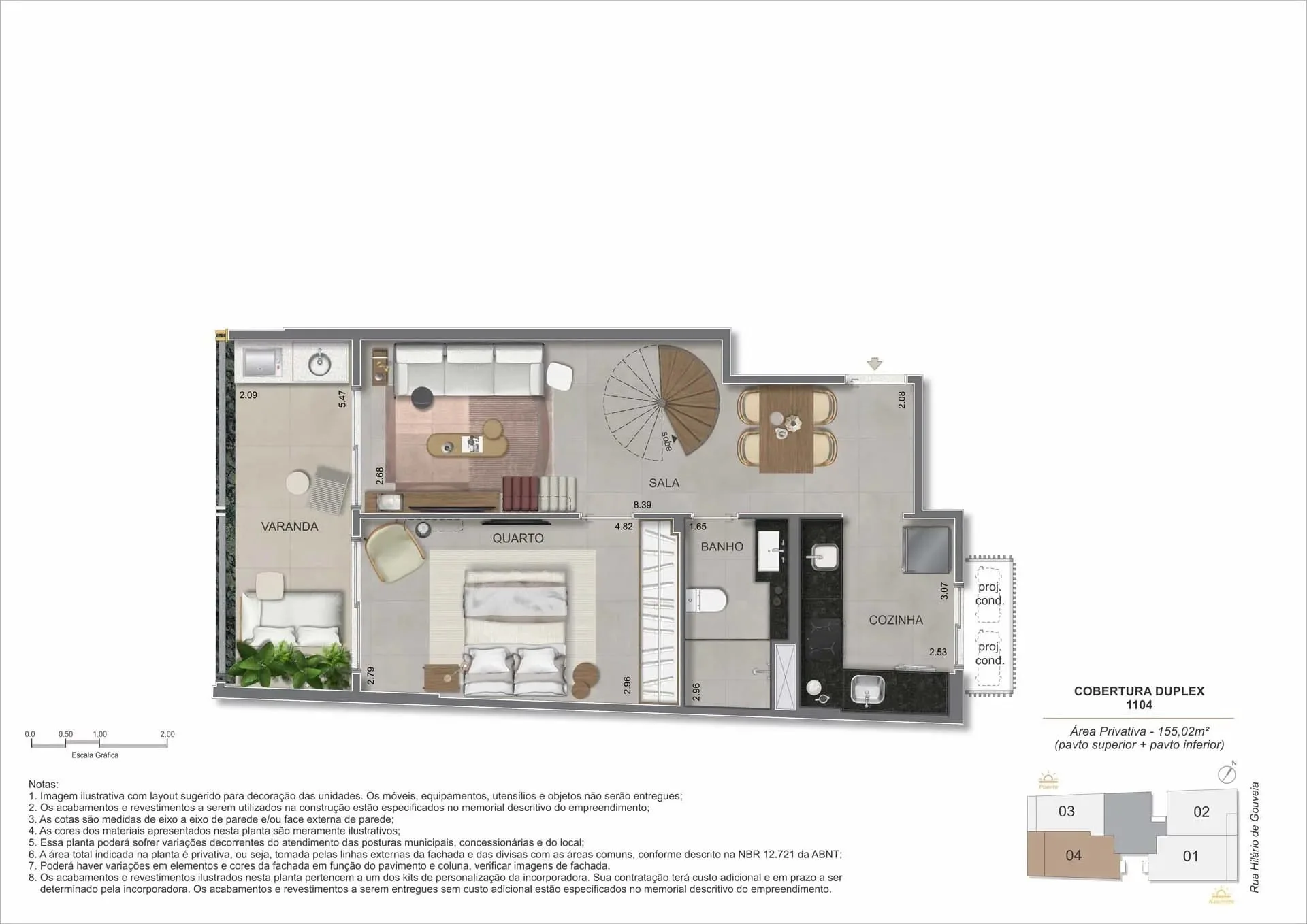 Planta 10: Nook Copacabana, studio de alto padrão em Copacabana, Rio de Janeiro