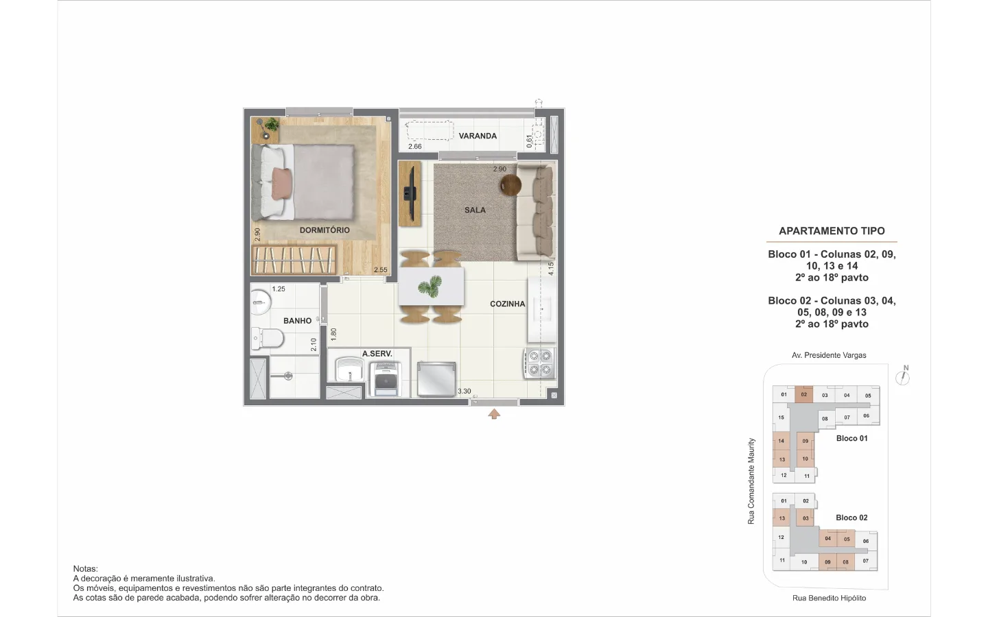 Planta 6: Saudosa Praça Onze Residencial, studio de alto padrão no Centro, Rio de Janeiro