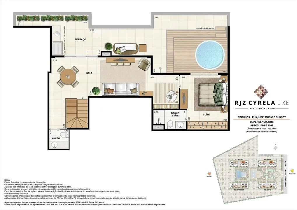 Planta 12: RJZ Cyrela Like, apartamento de alto padrão na Barra da Tijuca, Rio de Janeiro
