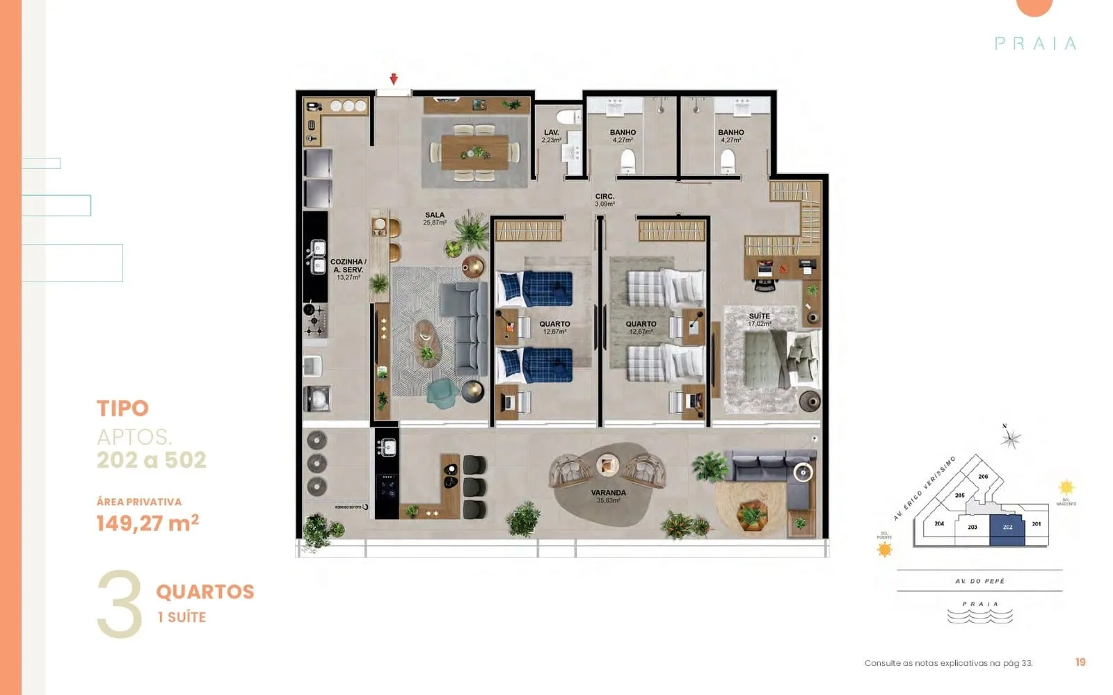 Planta 15: Praia Residencial Mar, apartamento de alto padrão na Barra da Tijuca, Rio de Janeiro