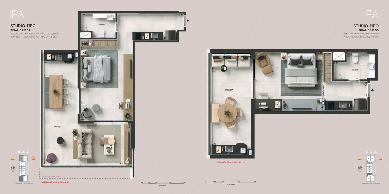 Planta 10: Ipa Studios , studio de alto padrão em Ipanema, Rio de Janeiro