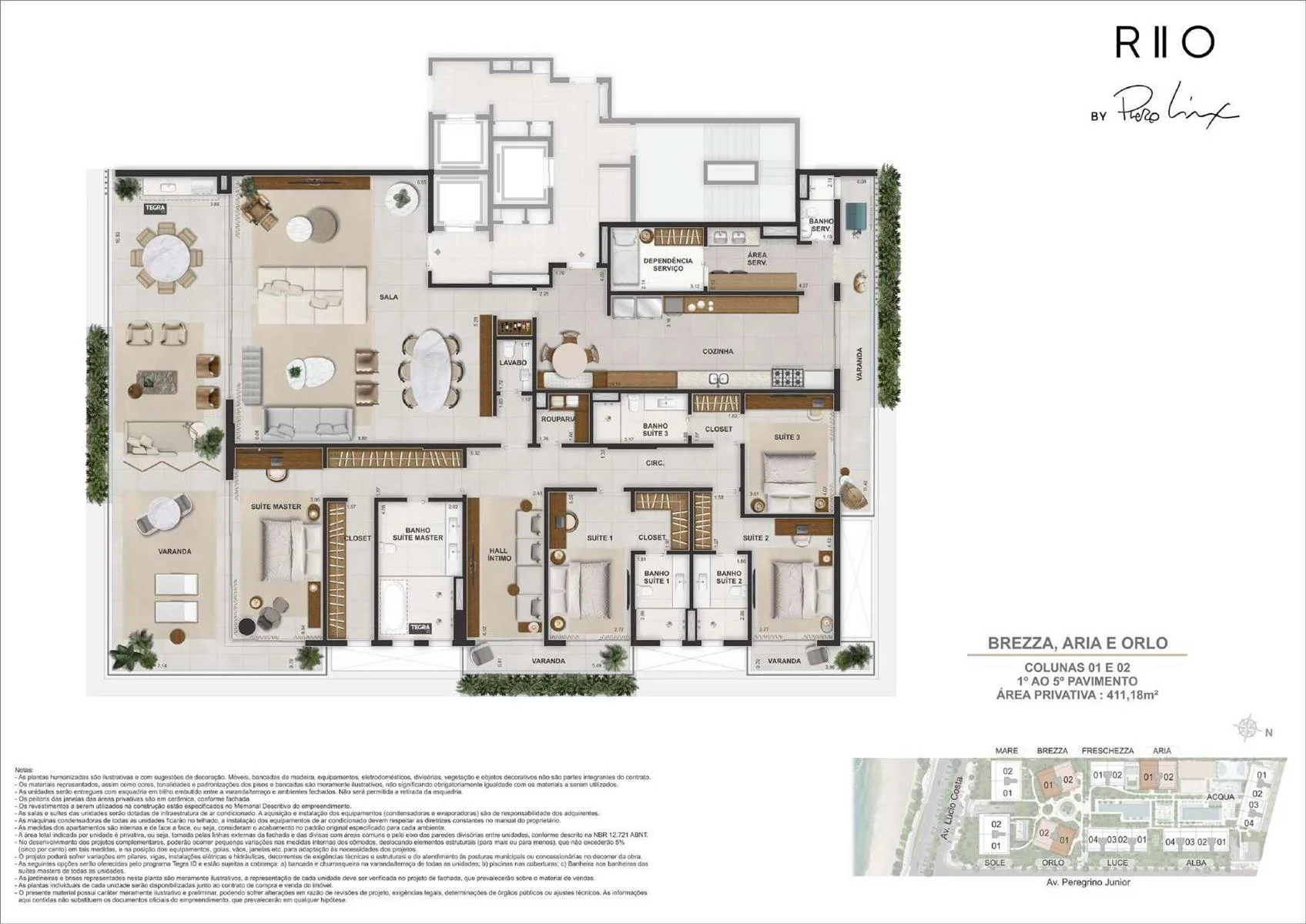 Planta 3: Riio by Piero Lissoni, apartamento de alto padrão na Barra da Tijuca, Rio de Janeiro