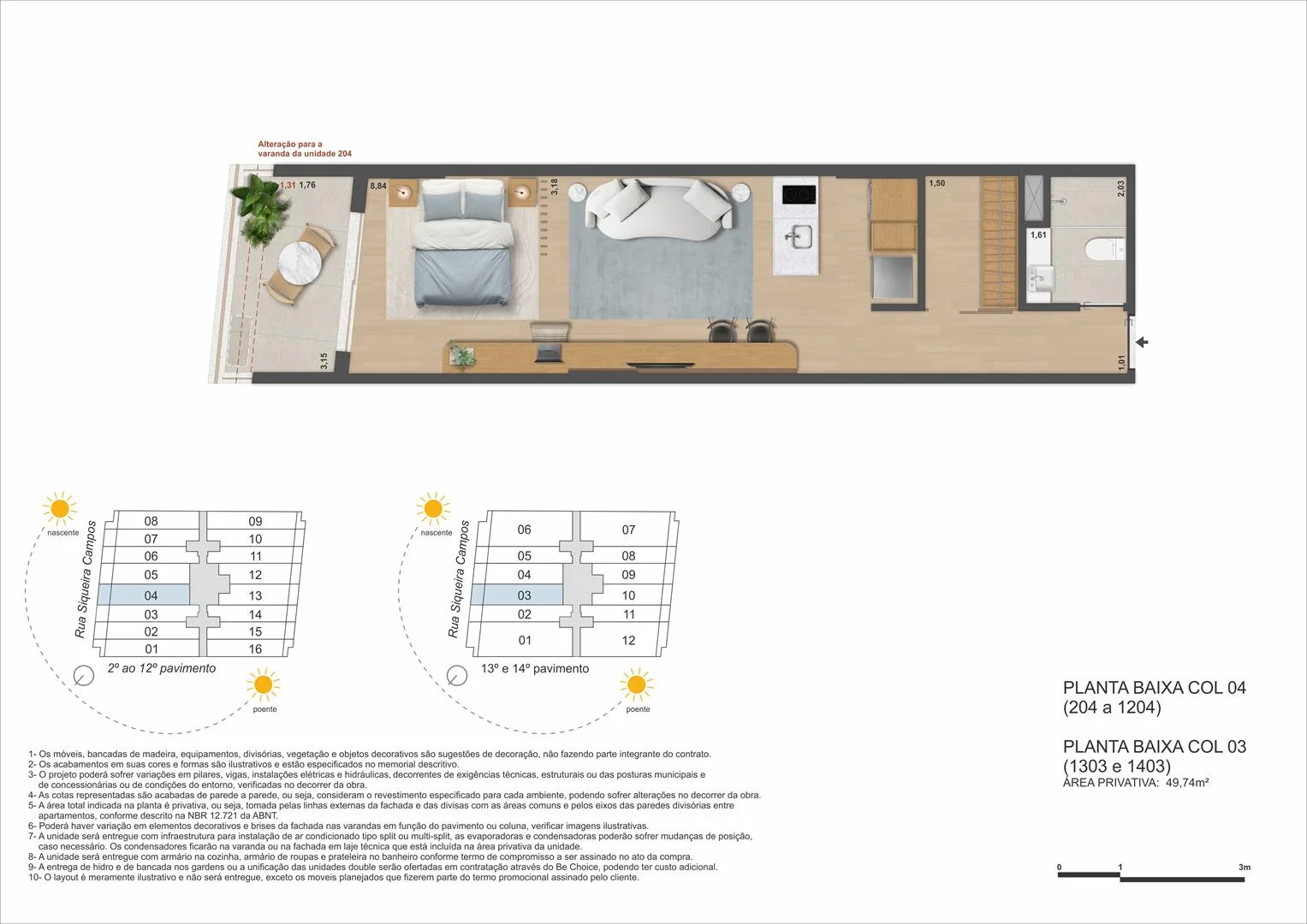Planta 4: Ben in Rio Praia de Copacabana, studio de alto padrão em Copacabana, Rio de Janeiro
