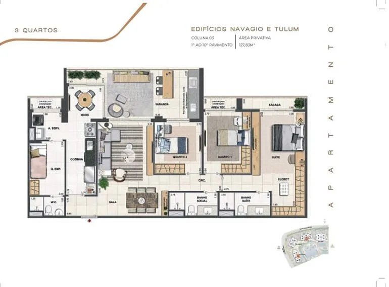 Planta 8: Orygem Acqua Home, apartamento de alto padrão na Barra da Tijuca, Rio de Janeiro