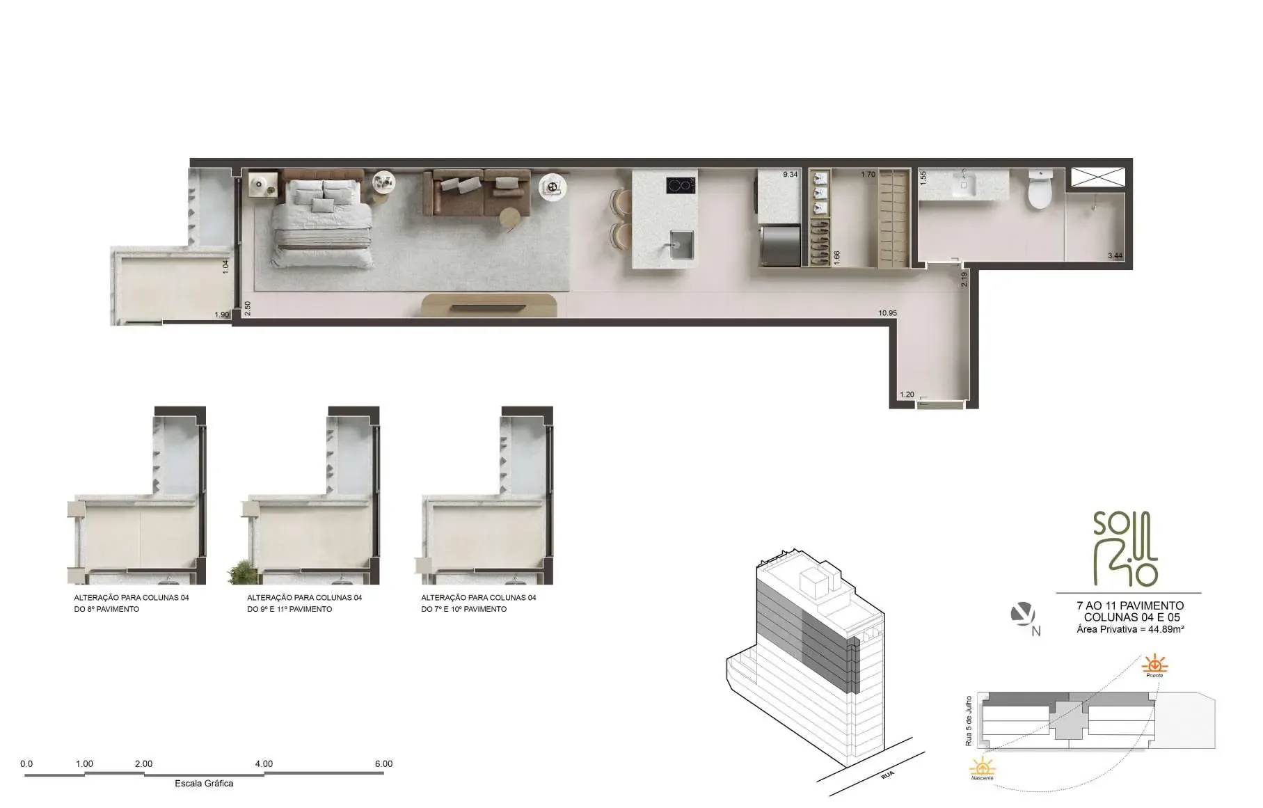 Planta 12: Soul Rio Cinco de Julho, studio de alto padrão em Copacabana, Rio de Janeiro