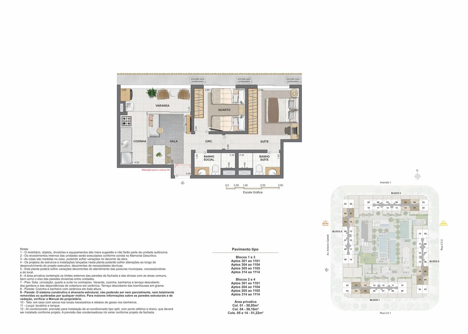 Planta 1: Arte Wood Residences, apartamento de alto padrão na Barra Olímpica, Rio de Janeiro